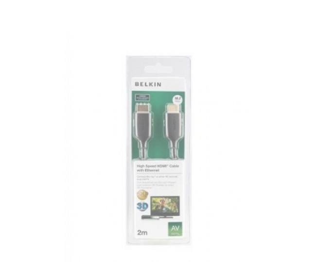 Кабель BELKIN HDMI (AM/AM) High Speed w/Ethernet 2м, BLACK,GOLD F3Y021bt2M