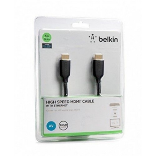 Кабель BELKIN HDMI (AM/AM) High Speed w/Ethernet 5м, BLACK,GOLD F3Y021bt5M