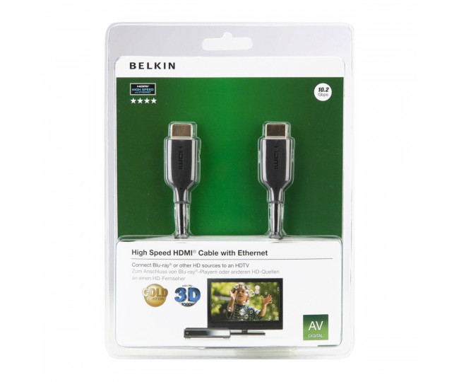 Кабель HDMI (AM/AM) Belkin High Speed w/Ethernet 15м, Black/Черный F3Y021bf15M