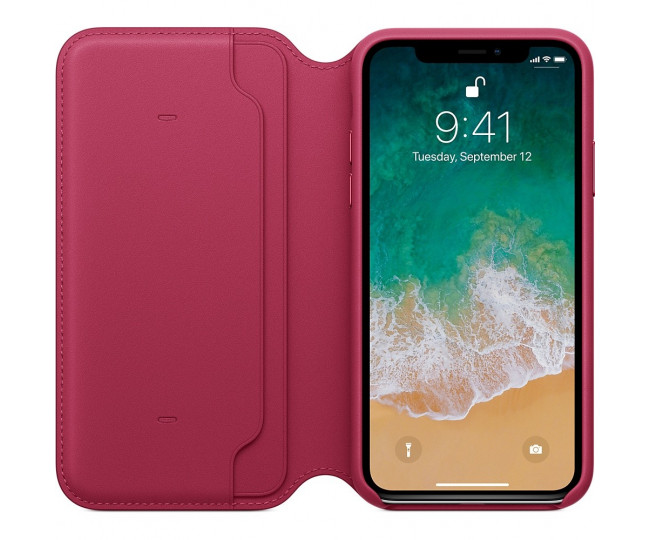 Apple iPhone X Leather Folio - Berry (MQRX2) без коробки