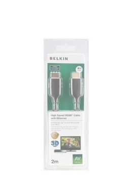 Кабель BELKIN HDMI (AM/AM) High Speed w/Ethernet 2м, BLACK,GOLD F3Y021bt2M