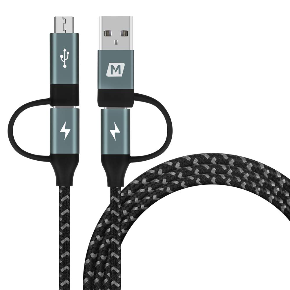 Кабель Momax 4 in 1 USB C to USB A to Micro-1.2m Black (DC12D)