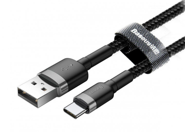 Кабель Baseus Cafule USB to Type-C Black/Grey (CATKLF-BG1)